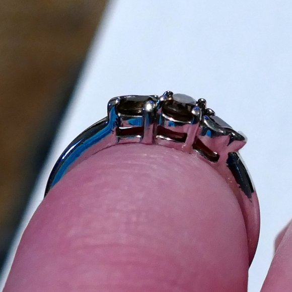 Smoky Quartz Sterling Silver-3 Stone Ring - Picture 8 of 12
